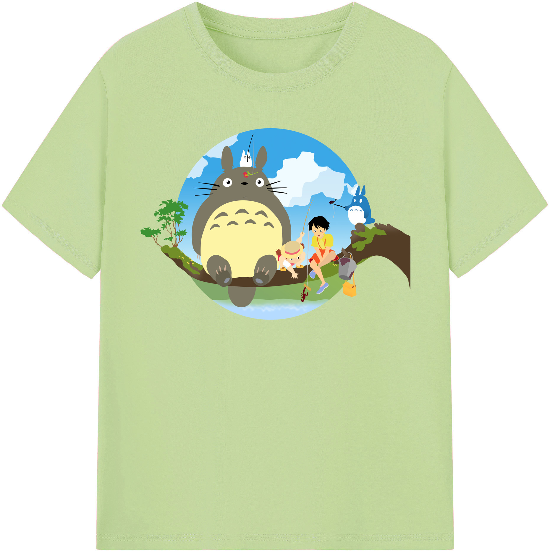 （画像用） となりのトトロ 草壁メイ 草壁サツキ My Neighbor Totoro Satsuki Kusakabe Mei Kusakabe 綿100％半袖Tシャツ（フロントプリント）